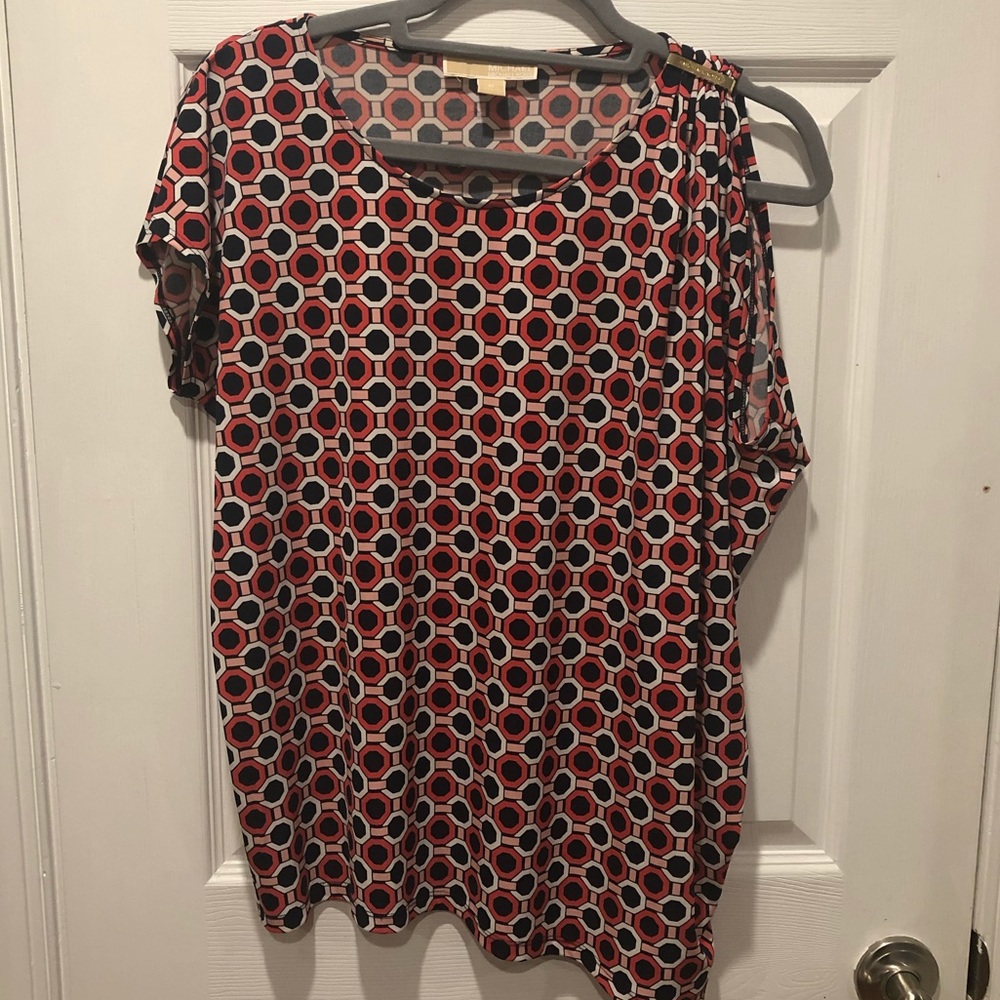 Michael Kors Asymmetrical Geometric Blouse Size M